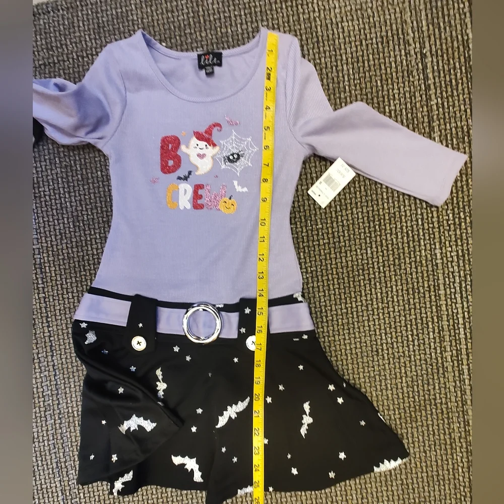 NWT Lilt Spooky Glitter Halloween Dress, 6/6X, Purple And Black